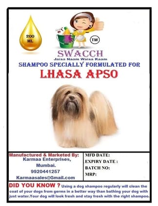 SWACCH Premium Shampoo for Lhasa APSO (200ML) (Combo Pack of 2) Strawberry & NEEM ALOVERA