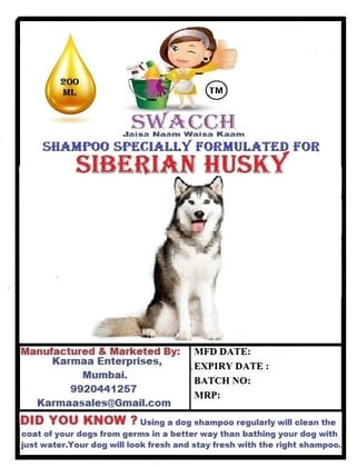 SWACCH Premium Shampoo for Siberian Husky (200ML) (Pack of 2) Lemon