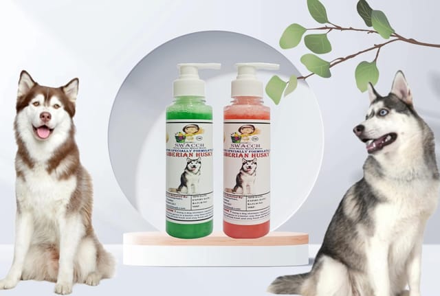SWACCH Premium Shampoo for Siberian Husky 200ML Combo Pack of 2 NEEM ALOVERA Jasmine