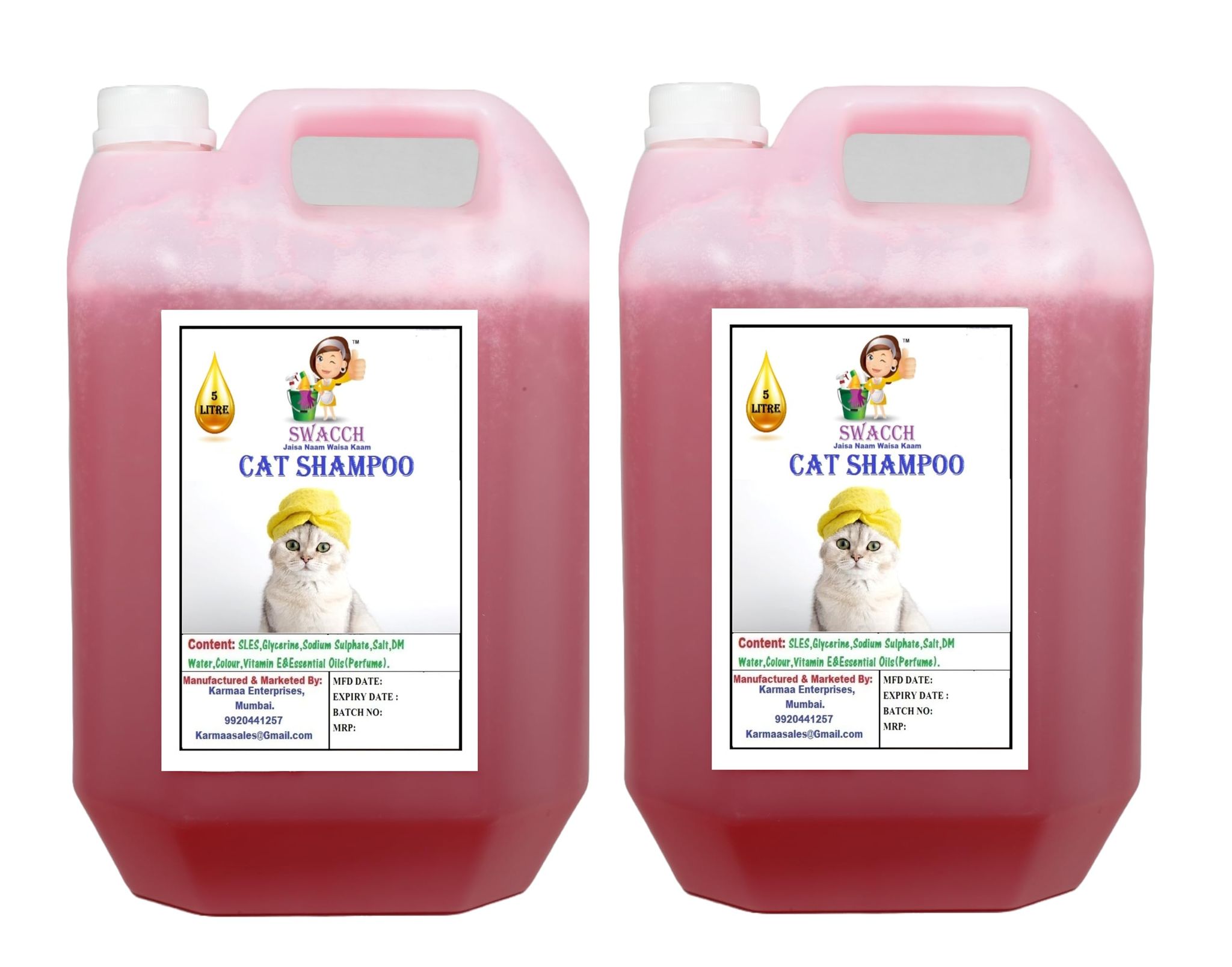 SWACCH CAT Shampoo (5 Litre) (Combo Pack of 2) Strawberry