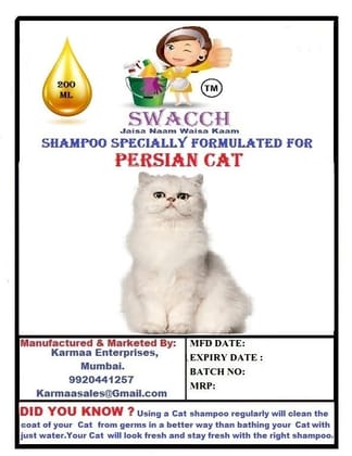 SWACCH Premium Shampoo for Persian CAT (200ML) (Combo Pack of 2) NEEM ALOVERA & Jasmine SWACCH Premium Shampoo for Persian CAT (200ML) (Combo Pack of 2) NEEM ALOVERA & Jasmine