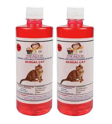 SWACCH Shampoo Specially FORMULATED for Bengal Cat (500ML) (Pack of 2) Strawberry