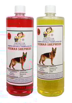 Swacch Shampoo Specially Formulated for German Shepherd (1 Litre) (Comb Pack of 2) Jasmine & Lemon