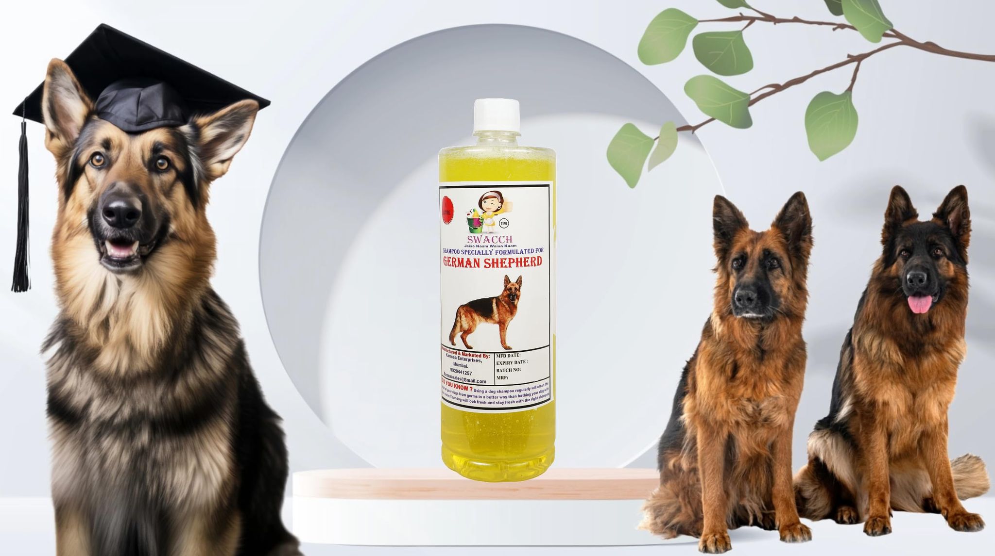 Swacch Shampoo Specially Formulated for German Shepherd (1 Litre) Lemon