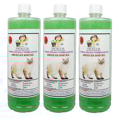 Swacch Shampoo Specially Formulated for American Bobtail (1 Litre) (Combo Pack of 3) Neem Alovera