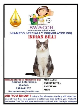 SWACCH Premium Shampoo for Indian Billi (200ML) (Pack of 3) Lavender, Lemon & Rose