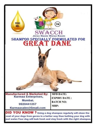 SWACCH Premium Shampoo for Great DANE (200ML) (Combo Pack of 3) Rose, Lemon & Jasmine