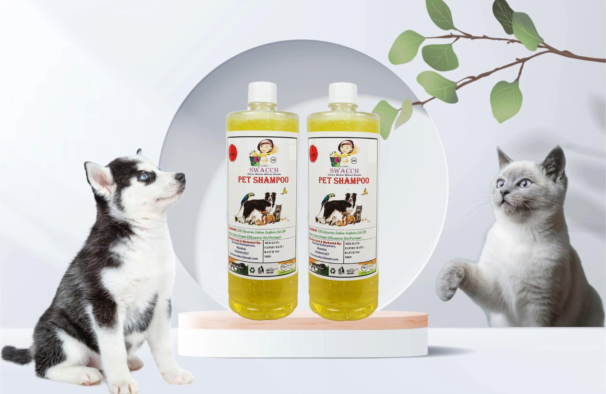 SWACCH PET Shampoo Lemon (1 Litre) (Pack of 2) Lemon