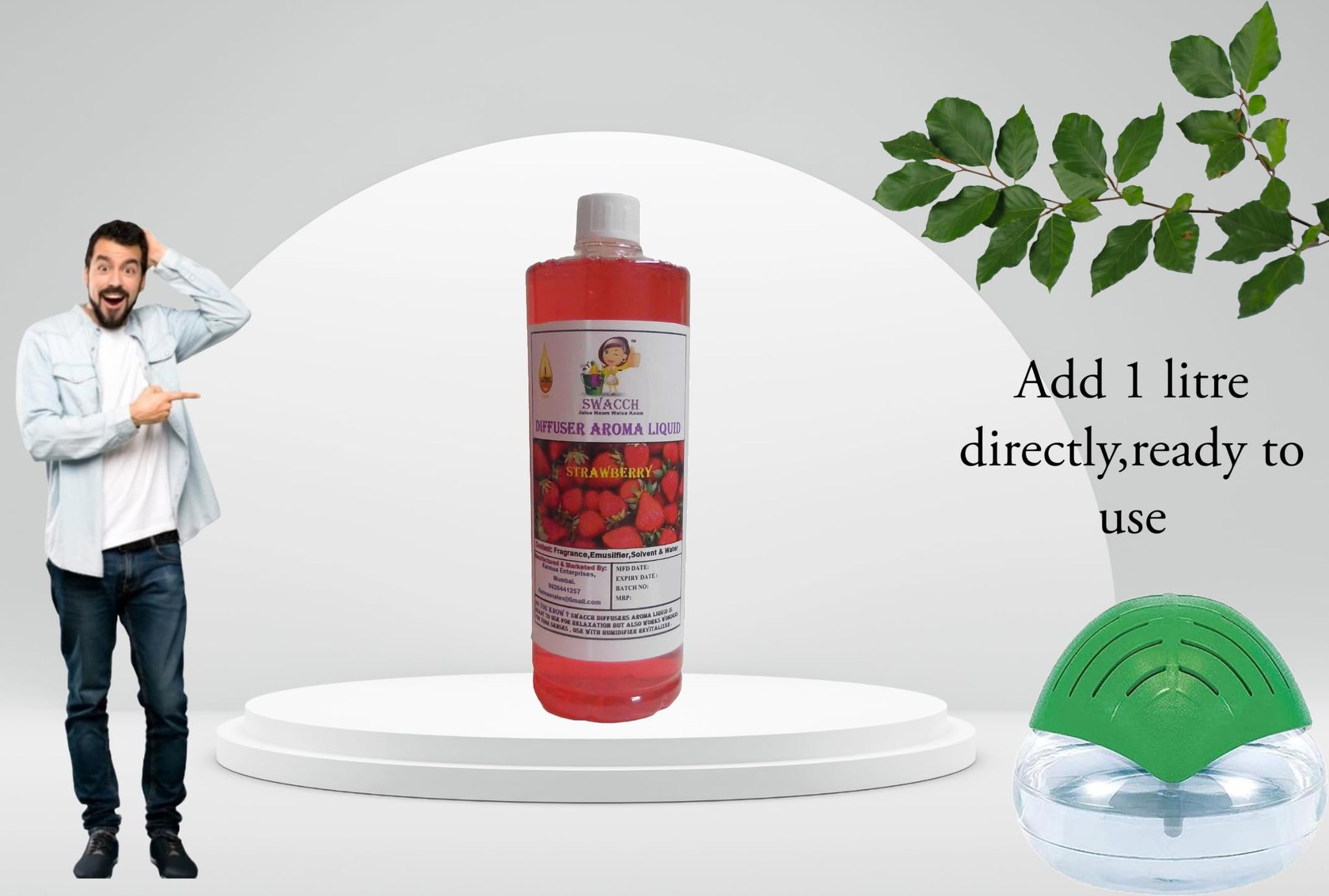 Swacch Diffuser Aroma Liquid (1 Litre) Strawberry