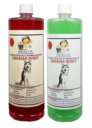 Swacch Shampoo Specially Formulated for Siberian Husky (1 Litre) (Combo Pack of 2) Jasmine & Neem Alovera