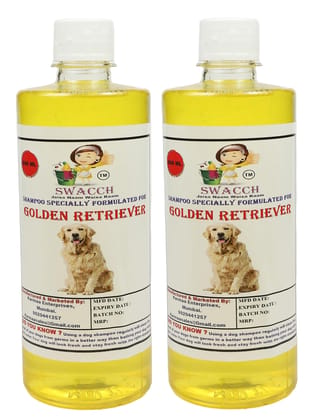 SWACCH Shampoo Specially FORMULATED for Golden Retriever (500ML) (Pack of 2) Lemon