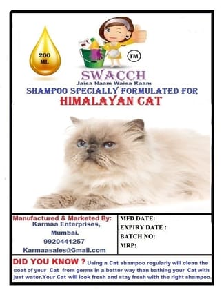 SWACCH Premium Shampoo for Himalayan CAT (200ML) (Pack of 2) NEEM ALOVERA