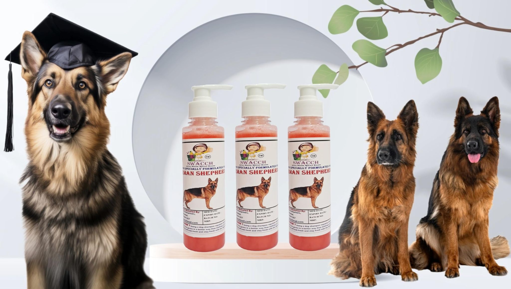 SWACCH Premium Shampoo for German Shepherd (200ML) (Pack of 3) Strawberry