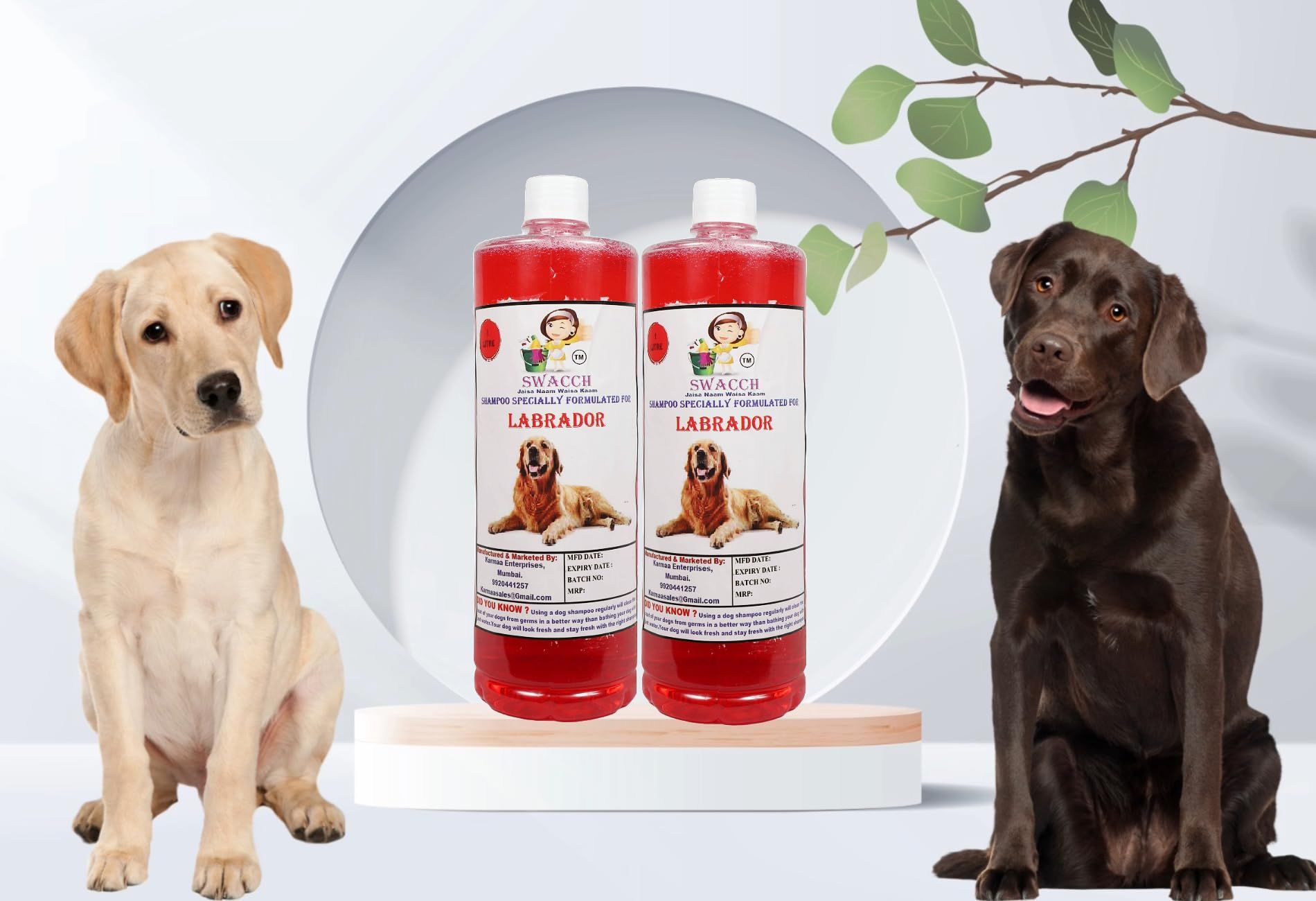 SWACCH Shampoo Specially FORMULATED for Labrador (1 Litre) (Pack of 2) Jasmine