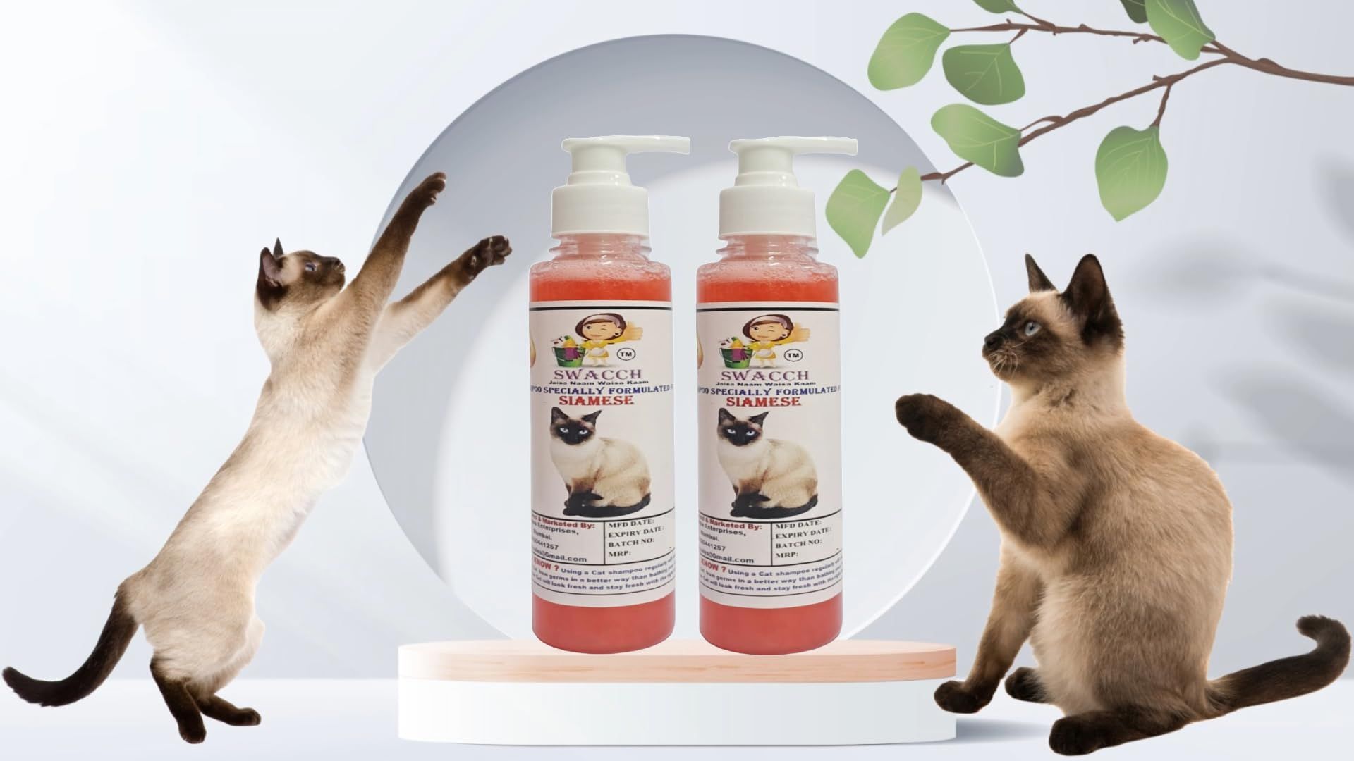 SWACCH Premium Shampoo for Siamese CAT (200ML) (Pack of 2) STARWBERRY