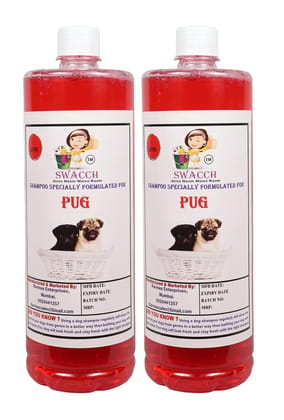 SWACCH Shampoo Specially FORMULATED for Pug (1 Litre) (Combo Pack of 2) Jasmine