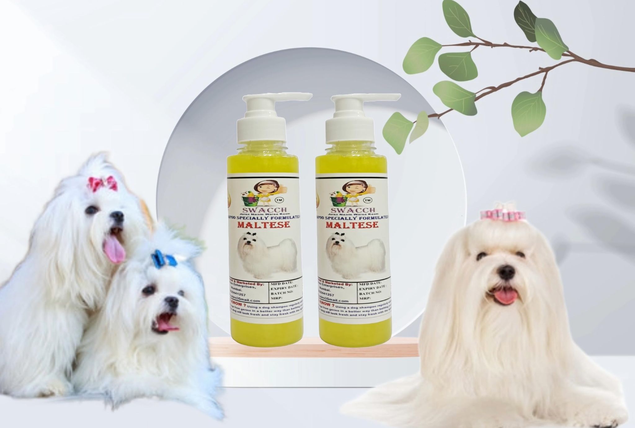 SWACCH Premium Shampoo for Maltese (200ML) (Pack of 2) Lemon