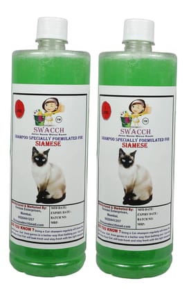 SWACCH Shampoo Specially FORMULATED for Siamese CAT (1 Litre) (Combo Pack of 2) NEEM ALOVERA
