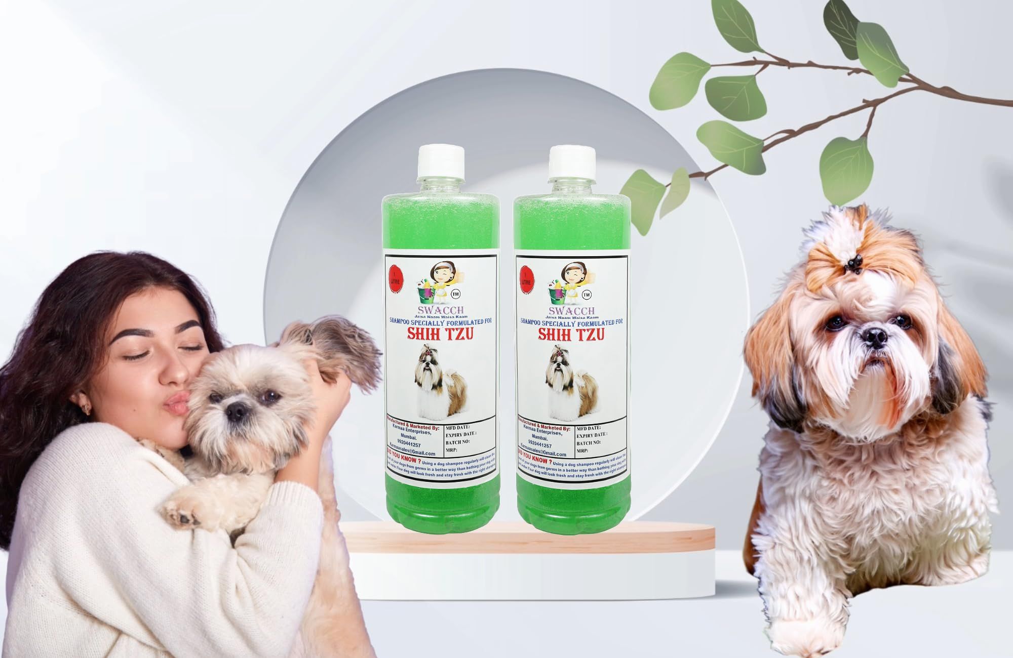 Swacch Shampoo Specially Formulated for Shih TZU (1 Litre) (Pack of 2) Neem Alovera