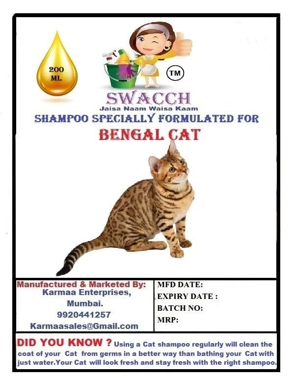 SWACCH Premium Shampoo for Bengal CAT (200ML) (Pack of 2) Jasmine & Lemon