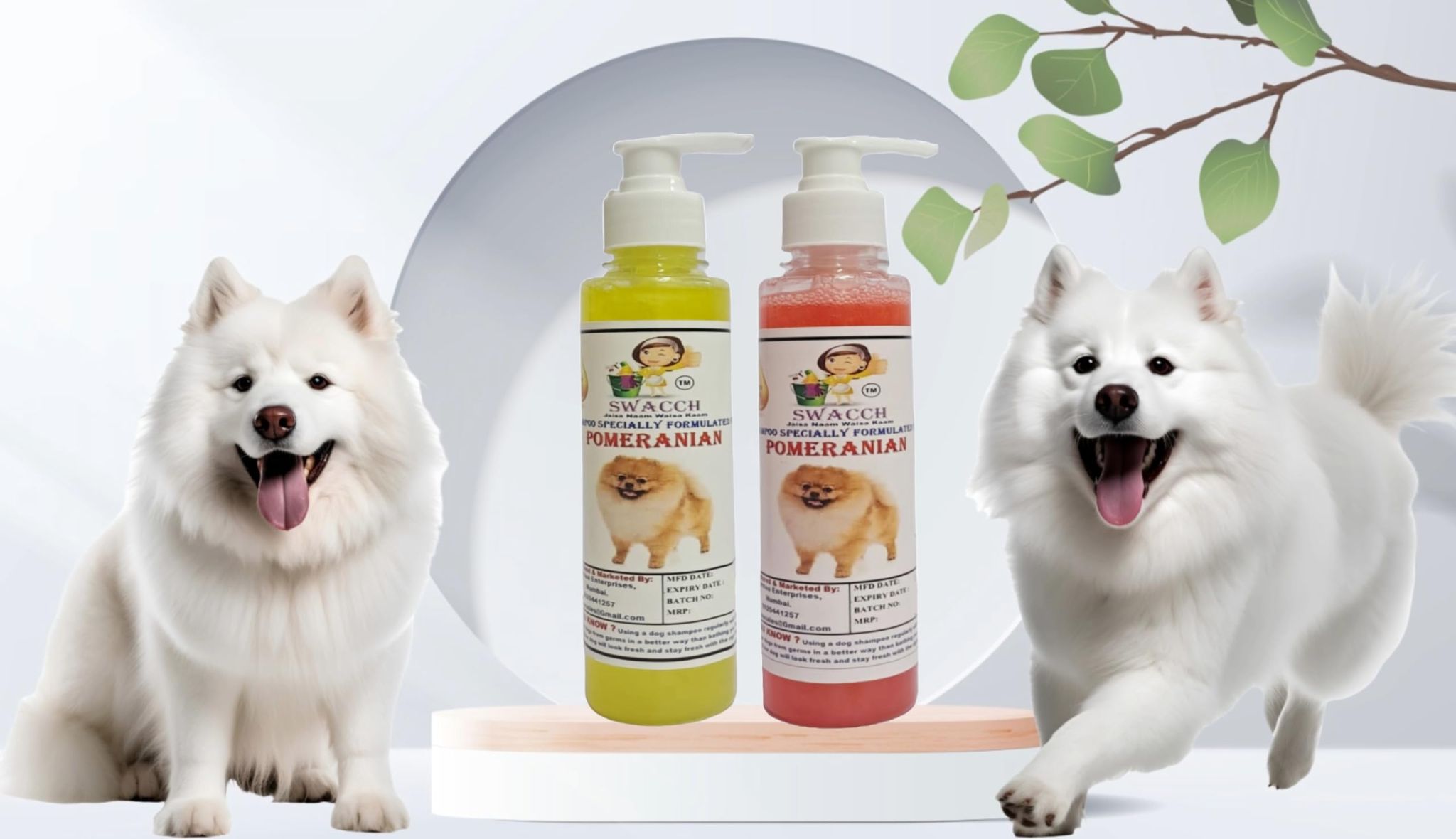 SWACCH Premium Shampoo for Pomeranian (200ML) (Combo Pack of 2) Lemon & Jasmine