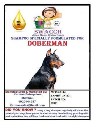 SWACCH Premium Shampoo for Doberman (200ML) (Pack of 2) Lemon