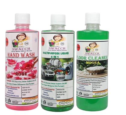 Home Care Combo Hand Wash Rose, Multipurpose Liquid Mogra & Floor Cleaner Mogra 500ml (Pack of 3)