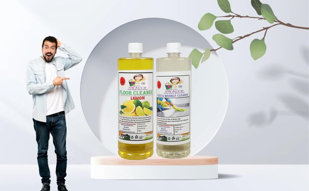 HOME CARE COMBO Floor Cleaner Lemon & Tiles and Marble Cleaner (1 Litre) (Pack of 2)