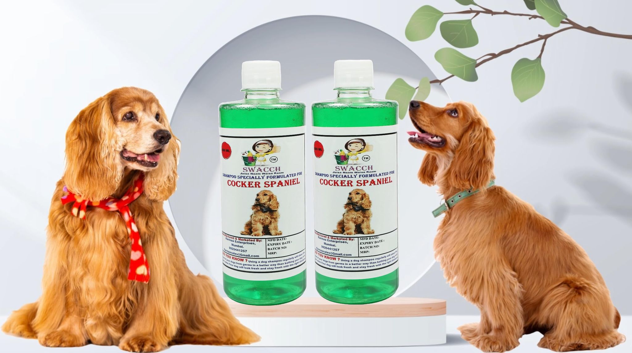 Swacch Shampoo Specially Formulated for Cocker Spaniel (500ml) (Pack of 2) Neem Alovera