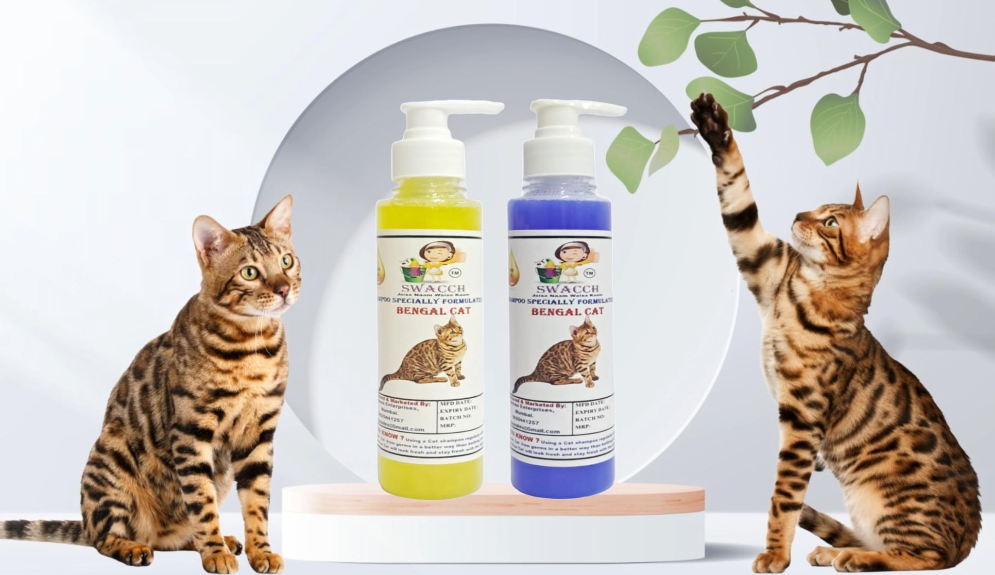 SWACCH Premium Shampoo for Bengal CAT (200ML) (Combo Pack of 2) Lemon & Lavender