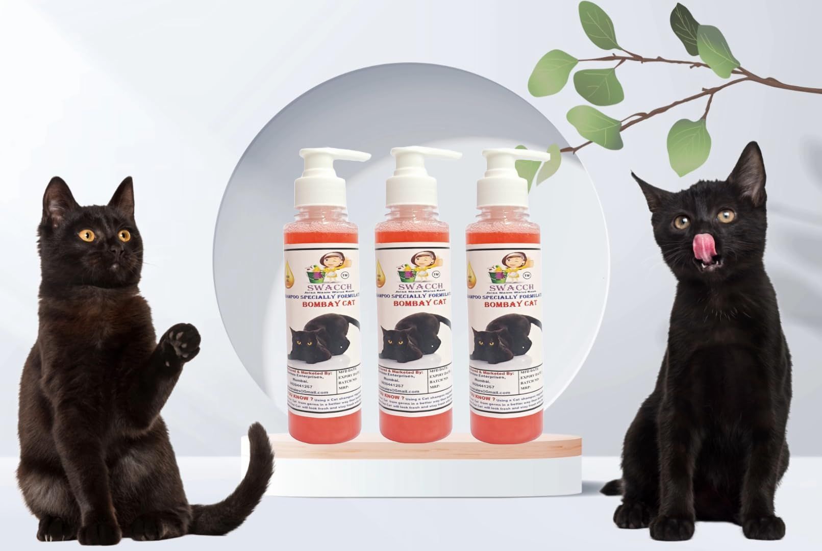 SWACCH Premium Shampoo for Bombay CAT (200ML) (Pack of 3) Strawberry
