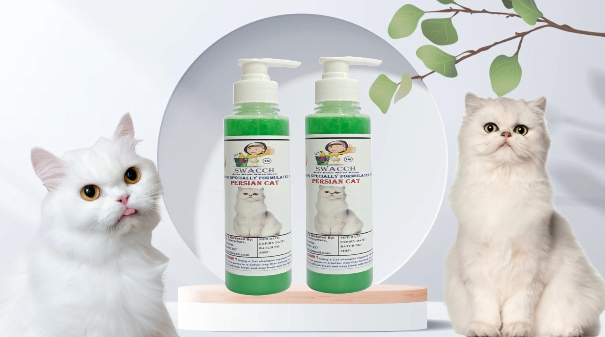 SWACCH Premium Shampoo for Persian CAT (200ML) (Pack of 2) NEEM ALOVERA