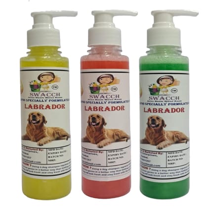 SWACCH Premium Shampoo for Labrador (200ML) (Combo Pack of 3) Lemon, Strawberry & NEEM ALOVERA