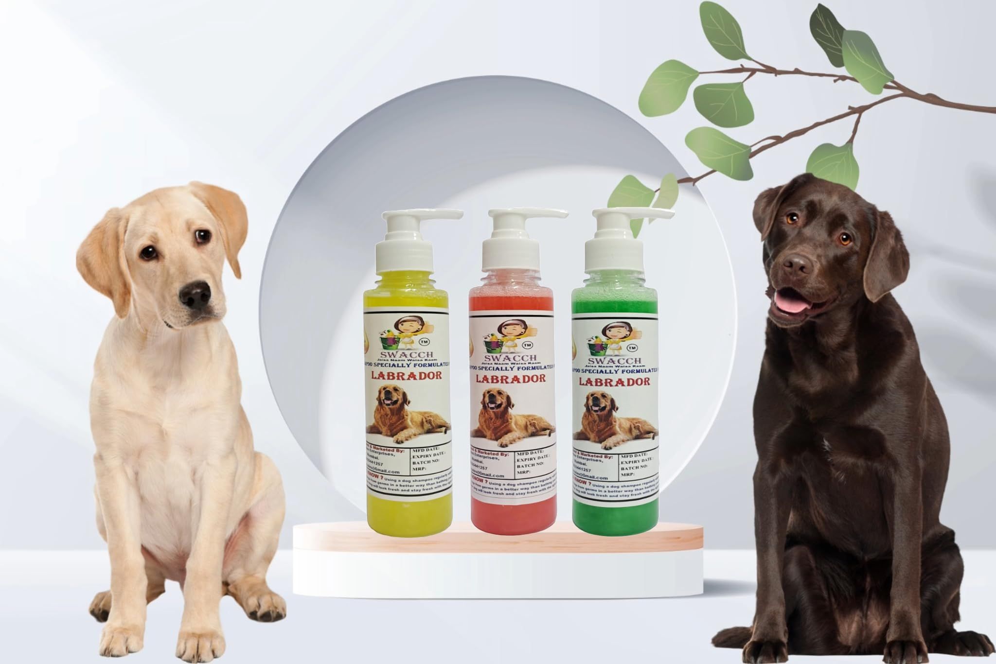 SWACCH Premium Shampoo for Labrador (200ML) (Combo Pack of 3) Lemon, Strawberry & NEEM ALOVERA