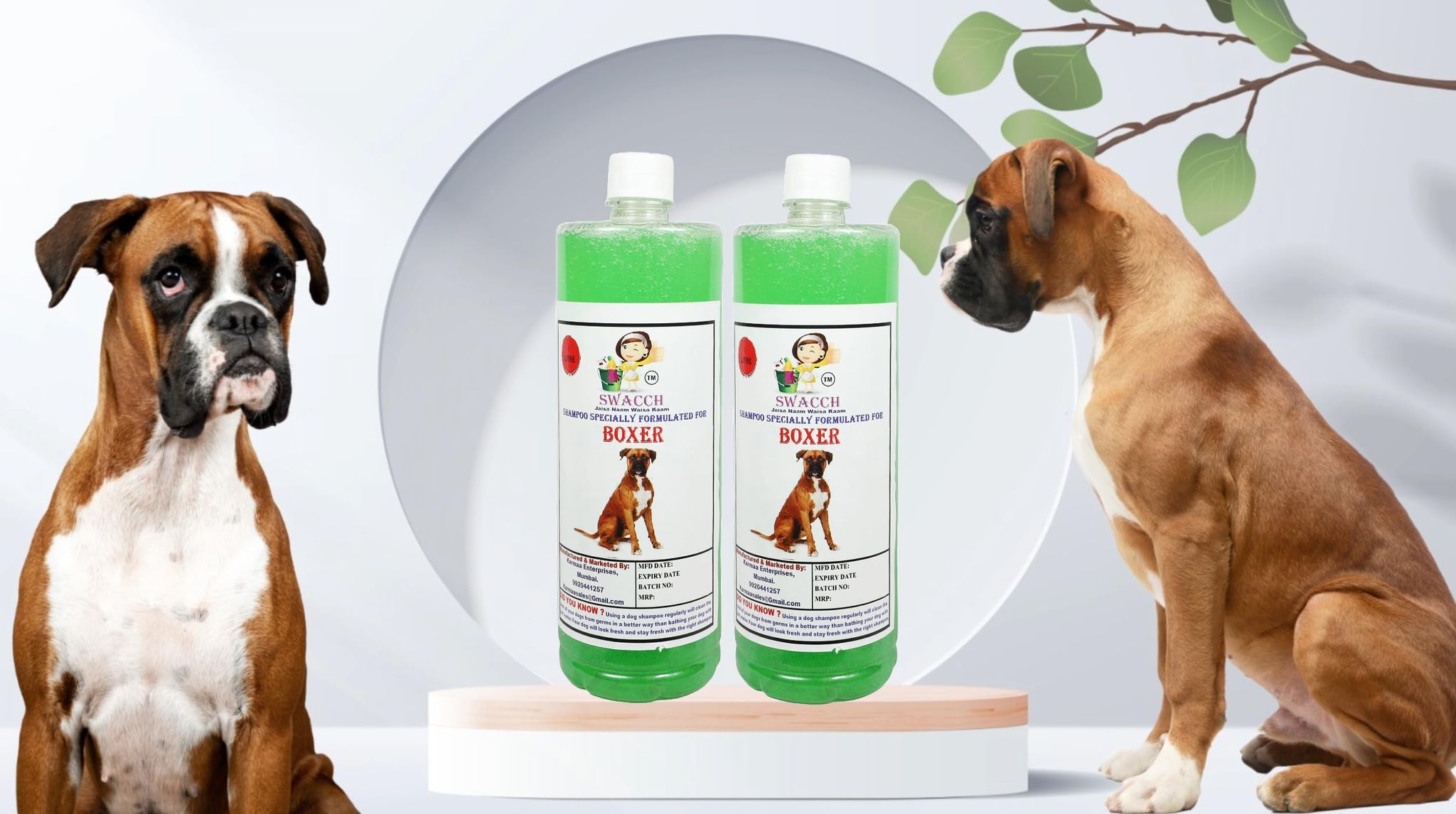 SWACCH Shampoo Specially FORMULATED for Boxer (1 Litre) (Pack of 2) NEEM ALOVERA