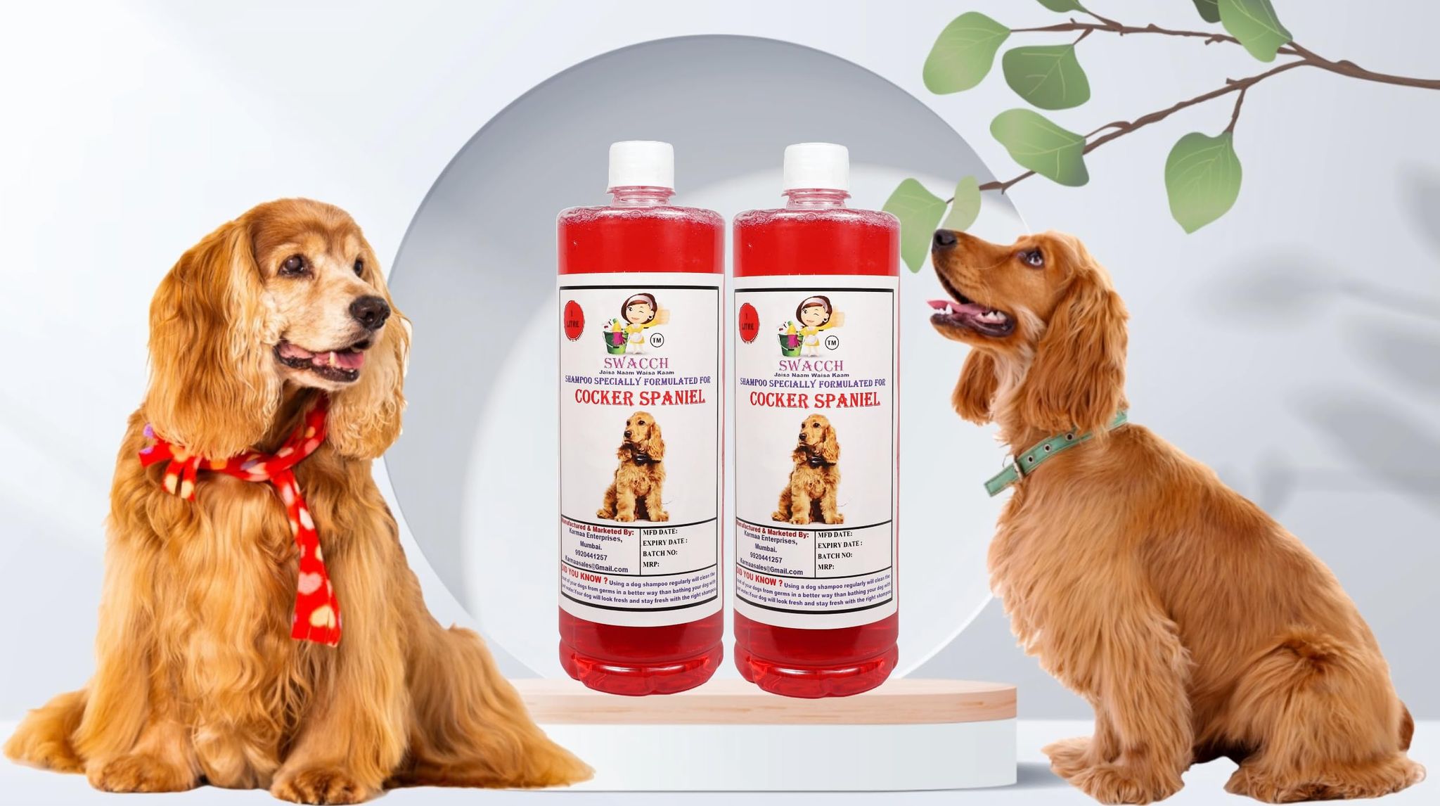 SWACCH Shampoo Specially FORMULATED for Cocker Spaniel (1 Litre) (Pack of 2) Jasmine