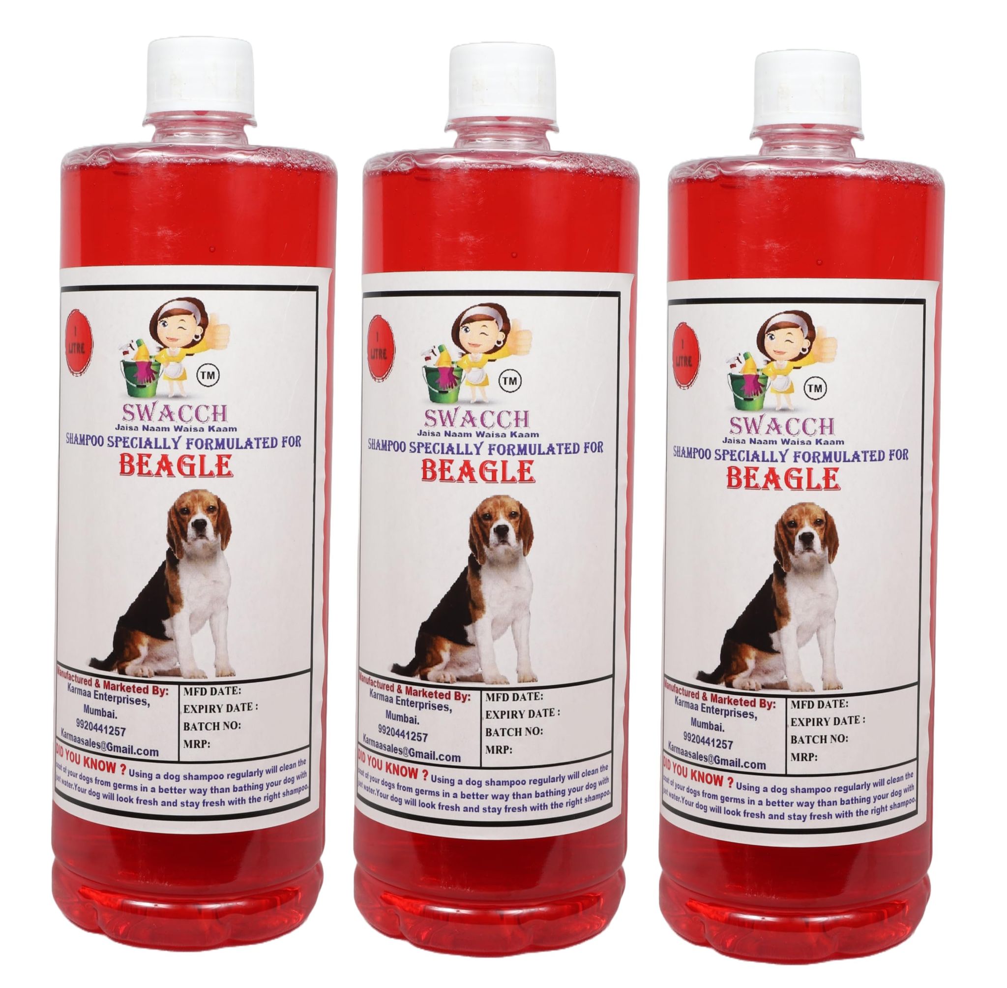 Swacch Shampoo Specially Formulated for Beagle (1 Litre) (Combo Pack of 3) Strawberry