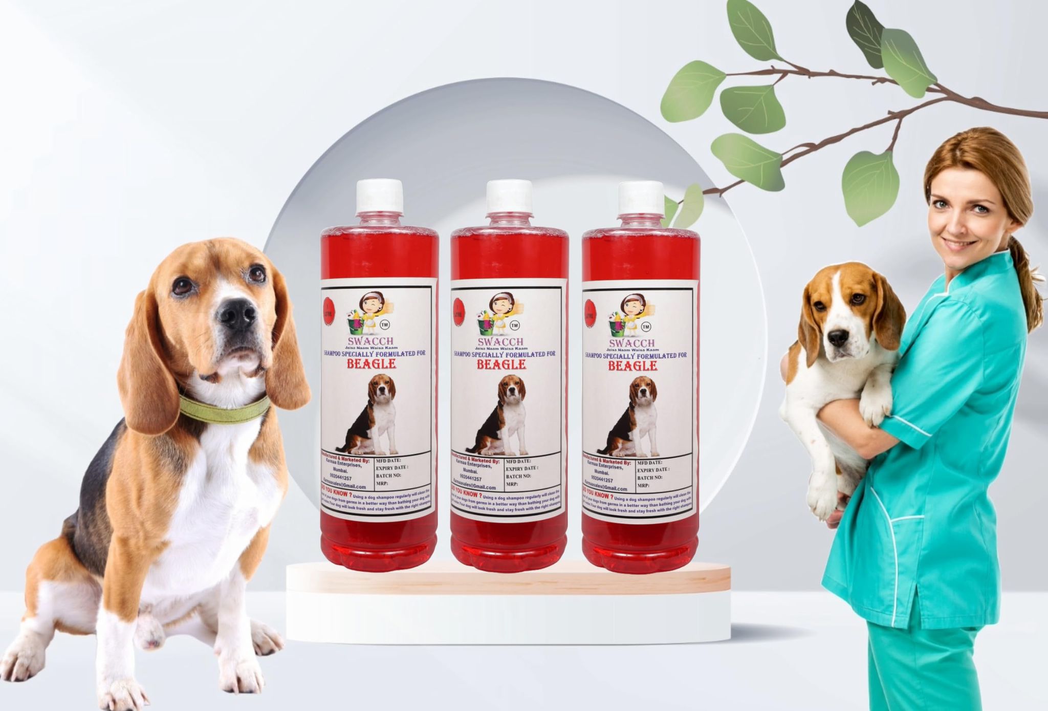 Swacch Shampoo Specially Formulated for Beagle (1 Litre) (Pack of 3) Jasmine