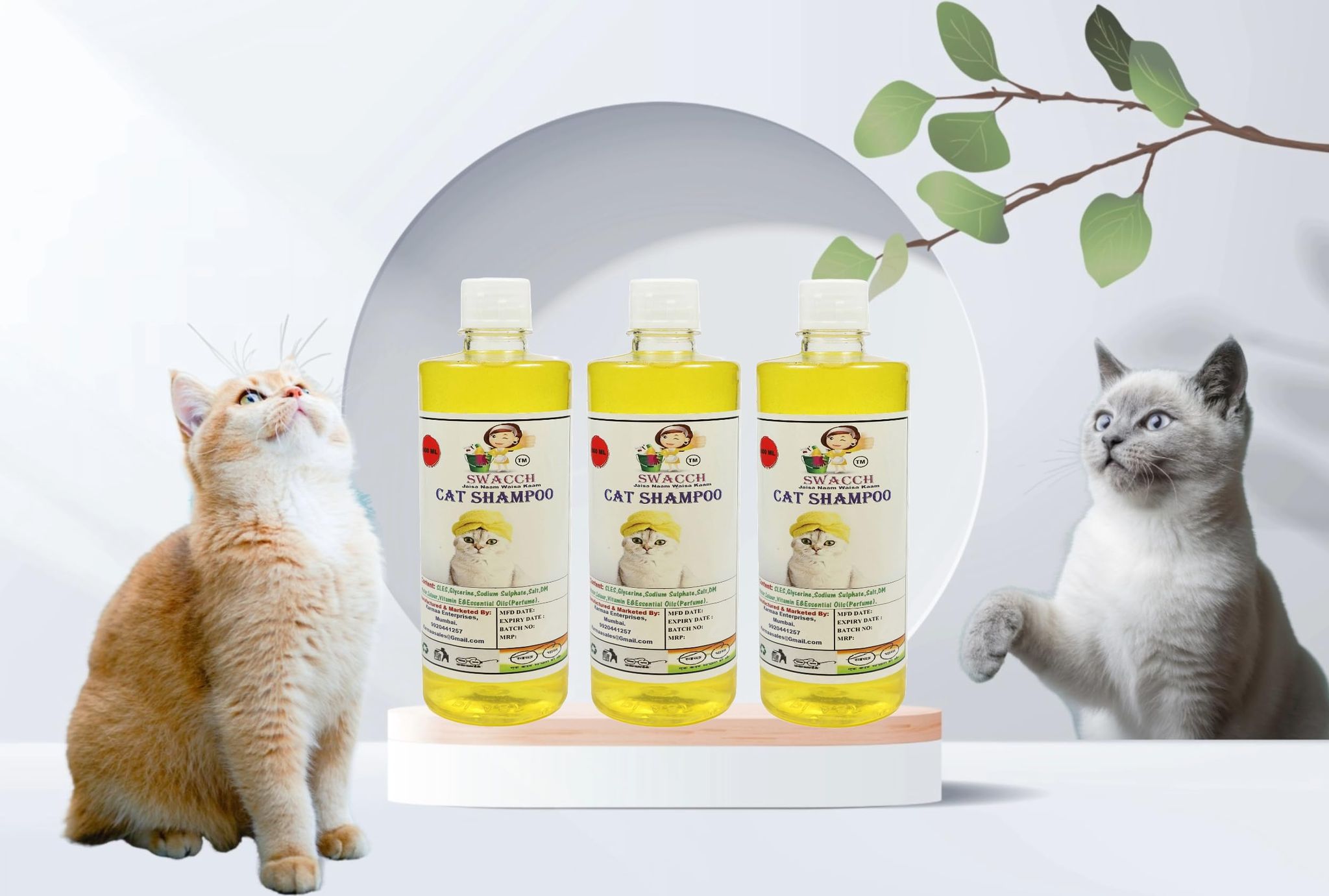 SWACCH CAT Shampoo (500ML) (Pack of 3) Lemon