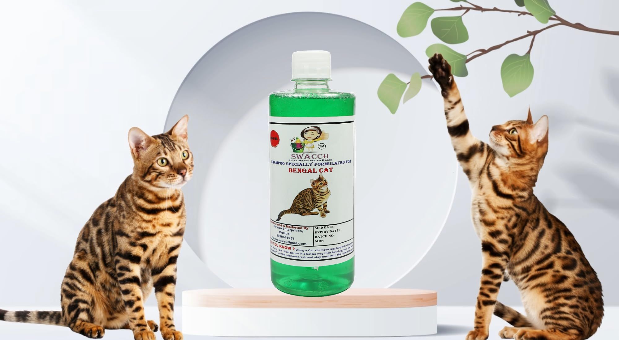 Swacch Shampoo Specially Formulated for Bengal CAT (500ml) Neem Alovera