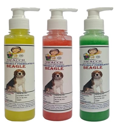 SWACCH Premium Shampoo for Beagle (200ML)(Combo Pack of 3) Lemon, Jasmine & NEEM ALOVERA