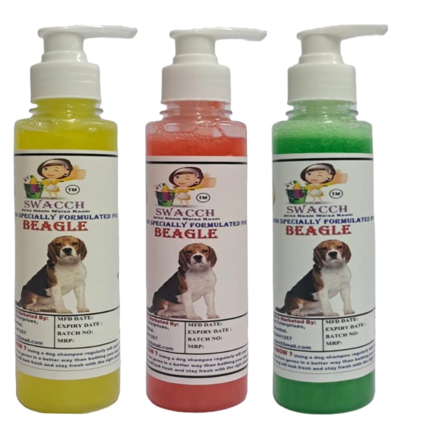 SWACCH Premium Shampoo for Beagle (200ML)(Combo Pack of 3) Lemon, Jasmine & NEEM ALOVERA
