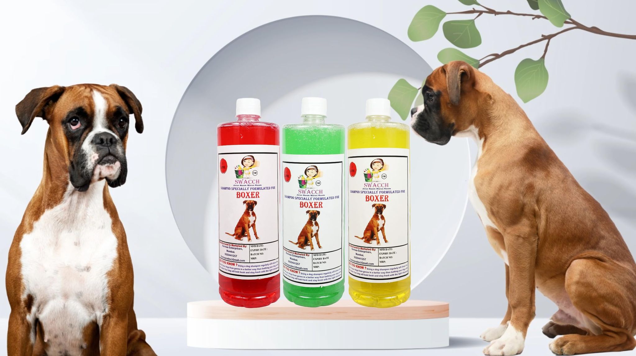 SWACCH Shampoo Specially FORMULATED for Boxer (1 Litre) (Combo Pack of 3) Lemon, Jasmine & NEEM ALOVERA