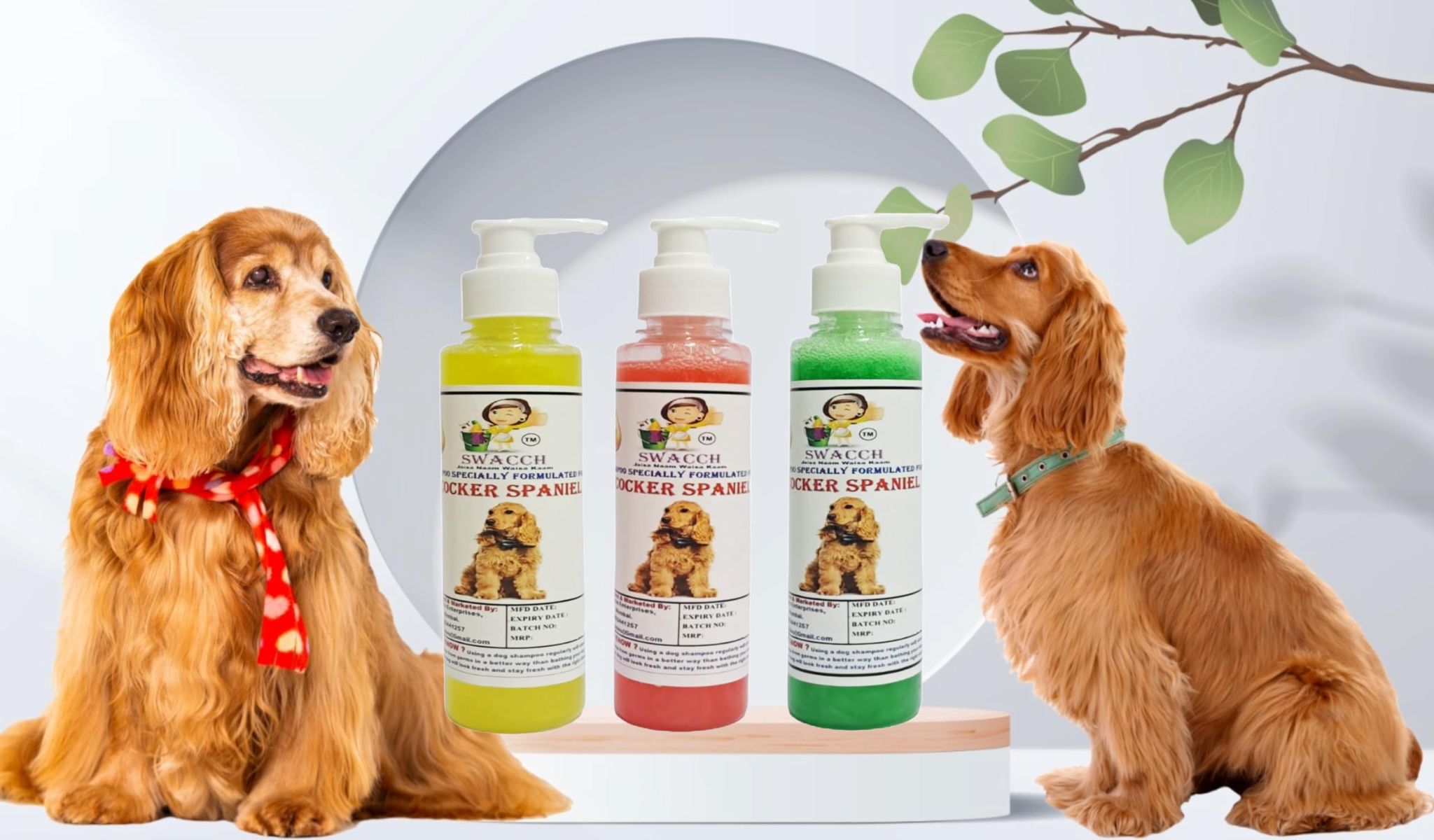 SWACCH Premium Shampoo for Cocker Spaniel (200ML) (Combo Pack of 3) Lemon, Jasmine & NEEM ALOVERA