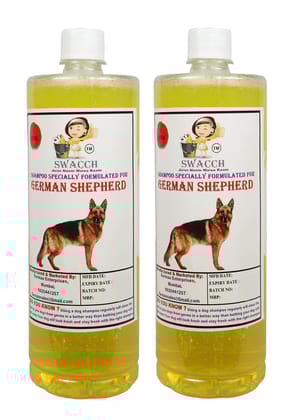 SWACCH Shampoo Specially FORMULATED for German Shepherd (1 Litre) (Combo Pack of 2) Lemon