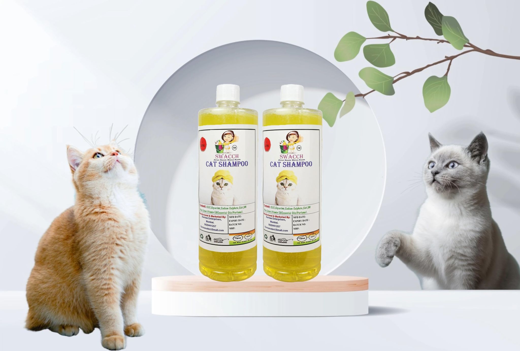 SWACCH CAT Shampoo (1 Litre) (Combo Pack of 2) Lemon