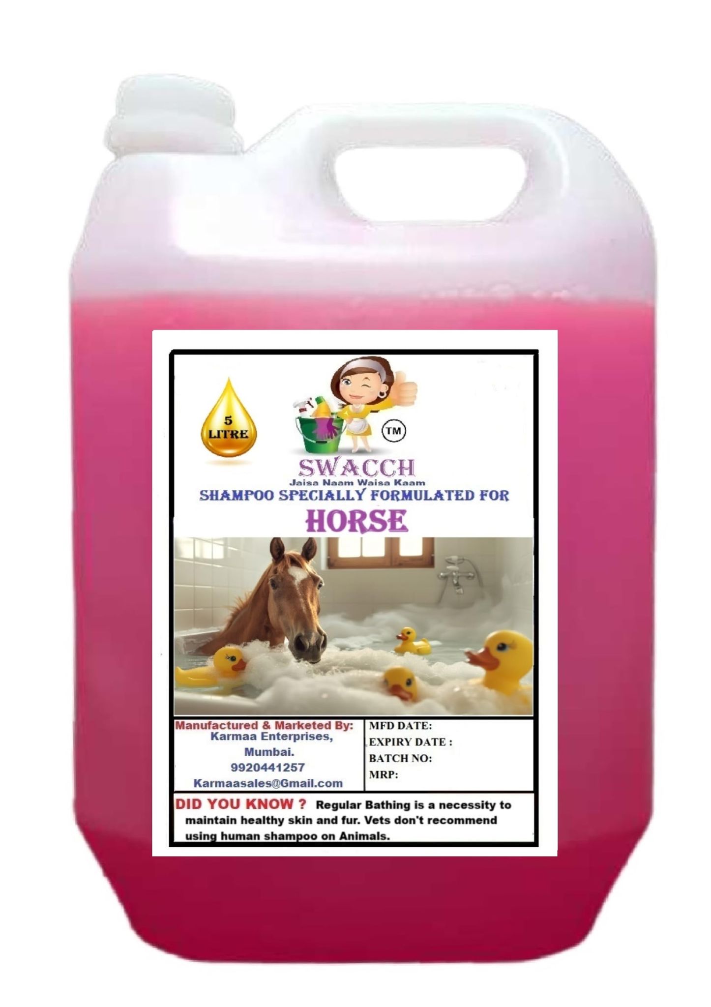 Swacch Shampoo Specially Formulated for Horse (5 Litre) Rose