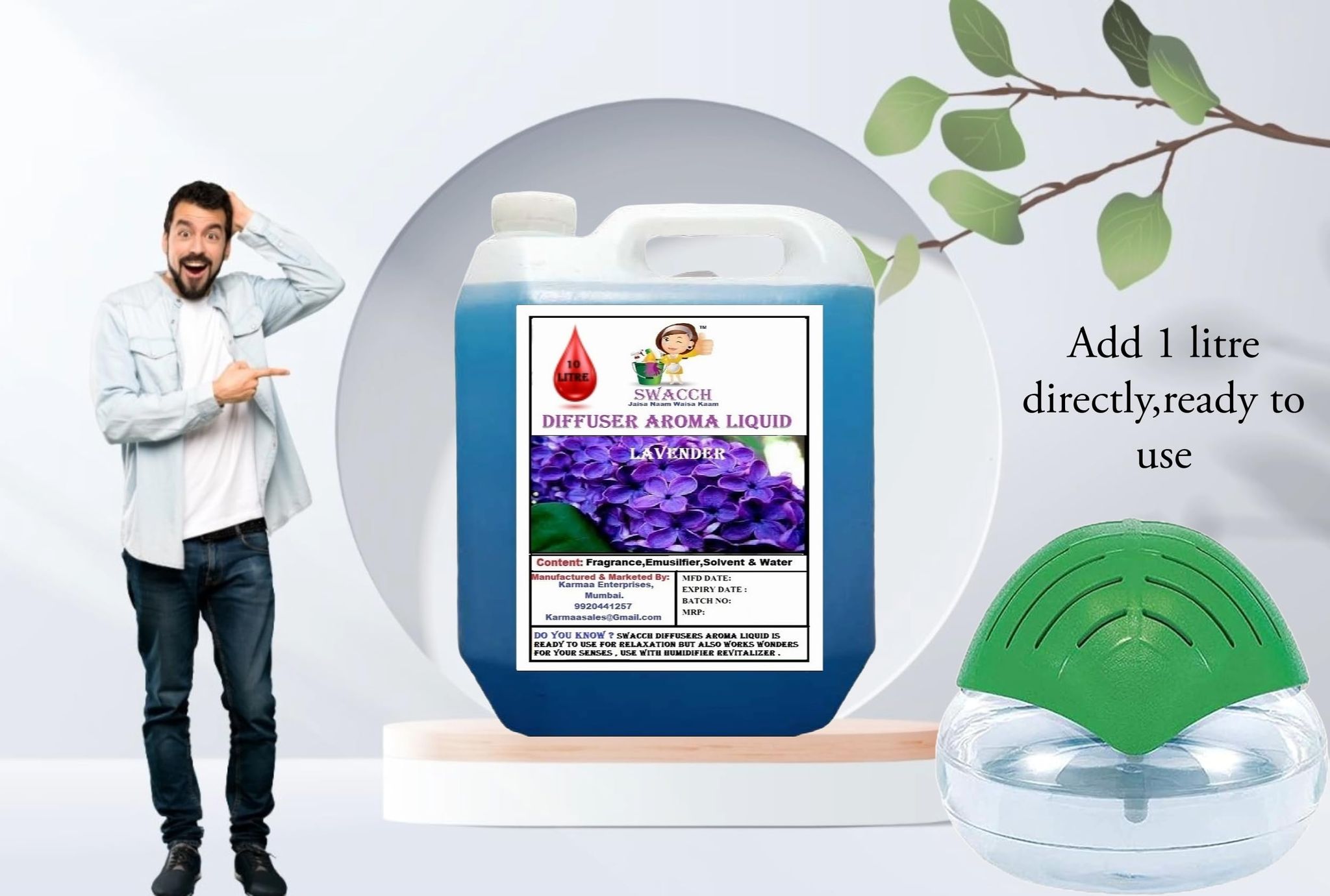 Swacch Diffuser Aroma Liquid (10 Litre) Lavender