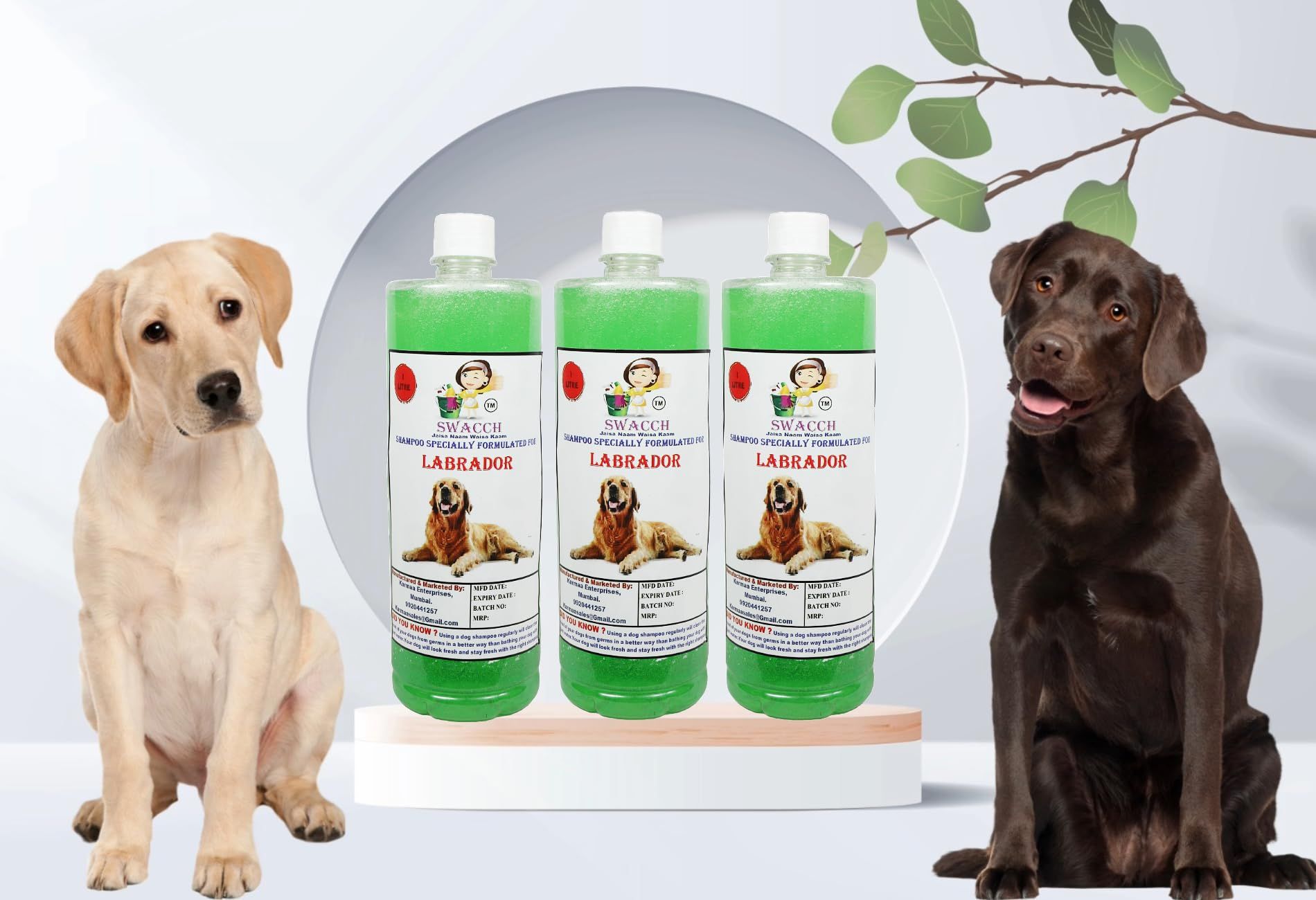 Swacch Shampoo Specially Formulated for Labrador (1 Litre) (Combo Pack of 3) Neem Alovera