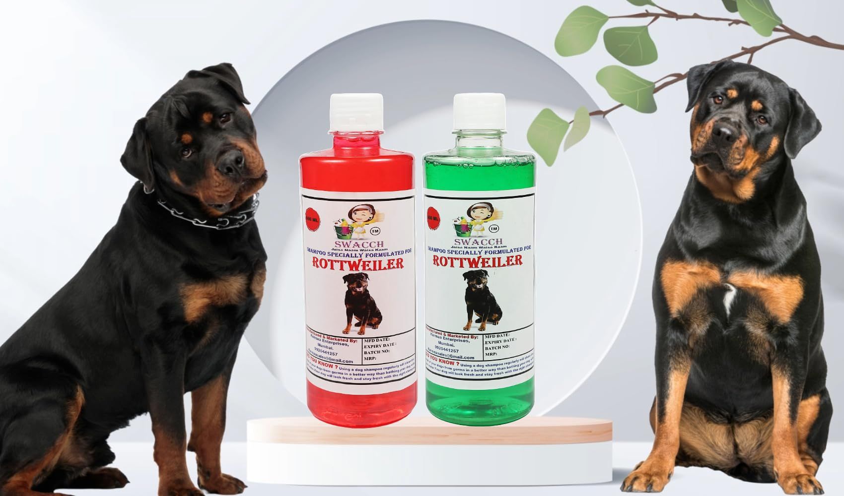 Swacch Shampoo Specially Formulated for Rottweiler (500ML) (Combo Pack of 2) Jasmine & Neem Alovera